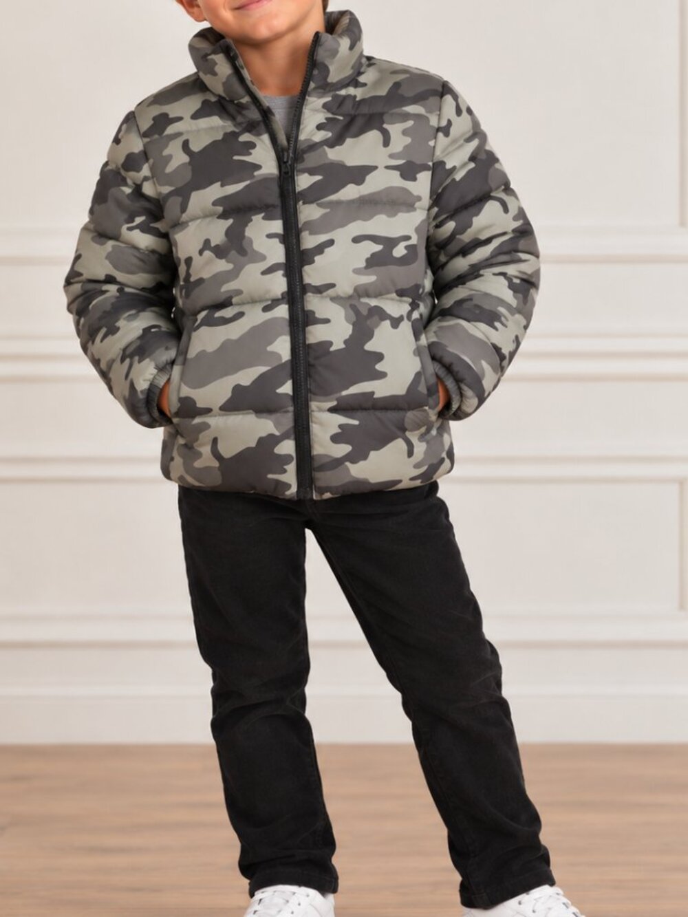 Toddler boy gray army style jacket size XS (F2)